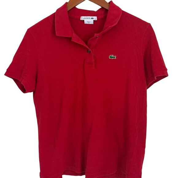 Lacoste Red Polo Shirt Mens Size 44 Classic Fit Short Sleeve Cotton - Picture 1 of 6